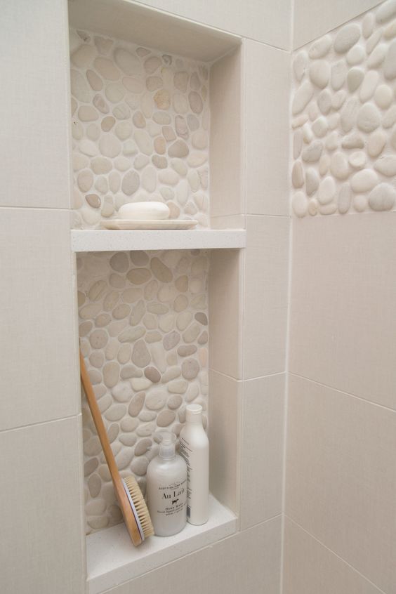 Pebble stone accent on wall