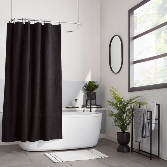 Black shower curtain
