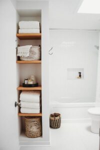 Open shelves in the bathroom