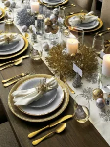 Gold Christmas tablescape