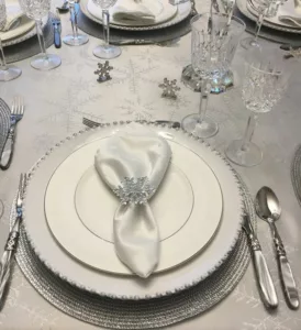 Winter tablescape for Christmas dinner