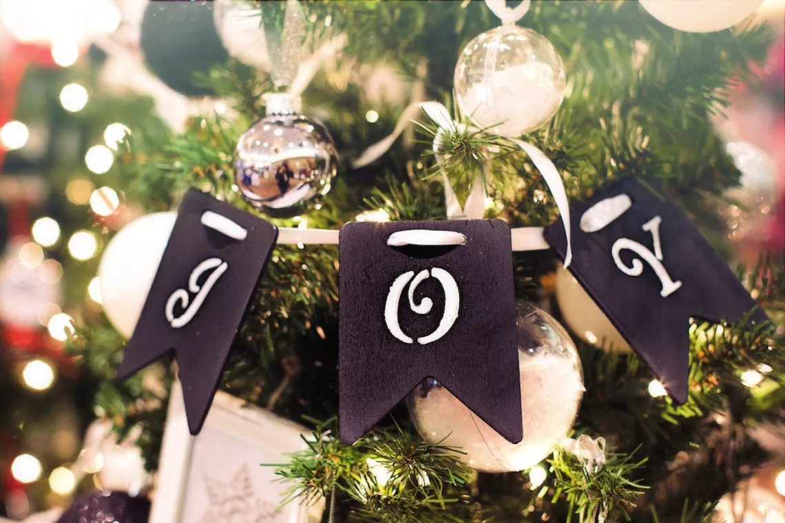 Black and white Christmas decorations