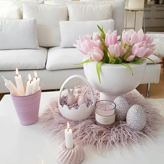 Spring decorations in living room