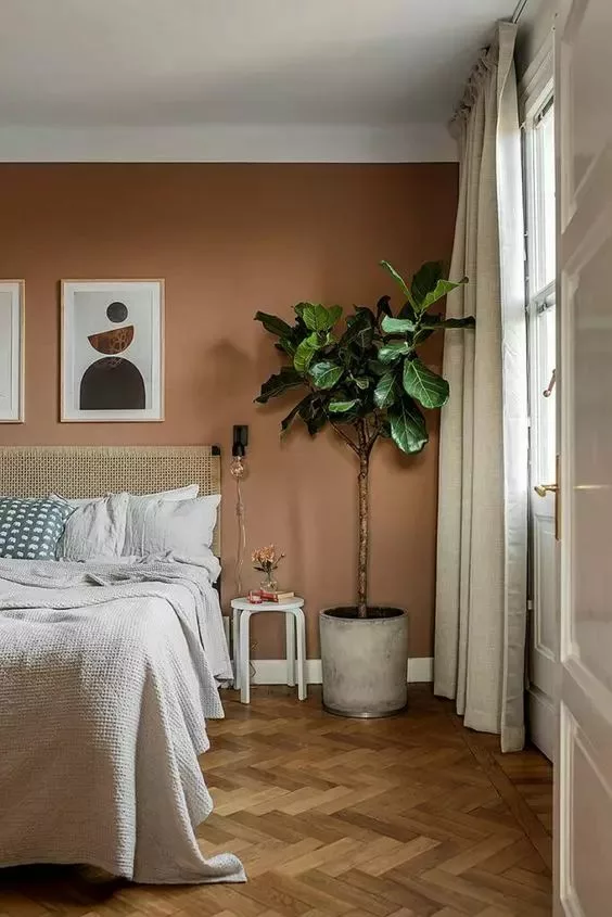 Terracotta bedroom as home decor trends 2024