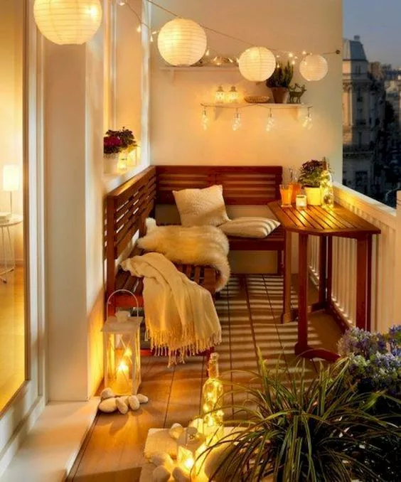 Small balcony ideas with ambient lighting