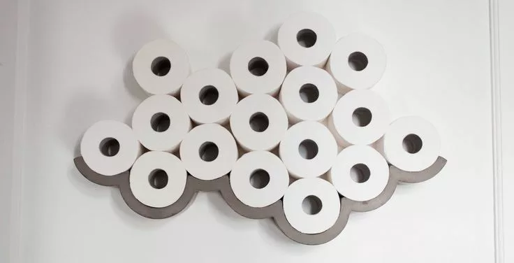 Concrete cloud-shape toilet paper storage