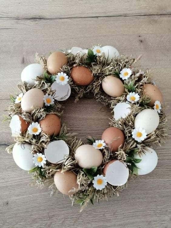 DIY crafted eggshell wreath