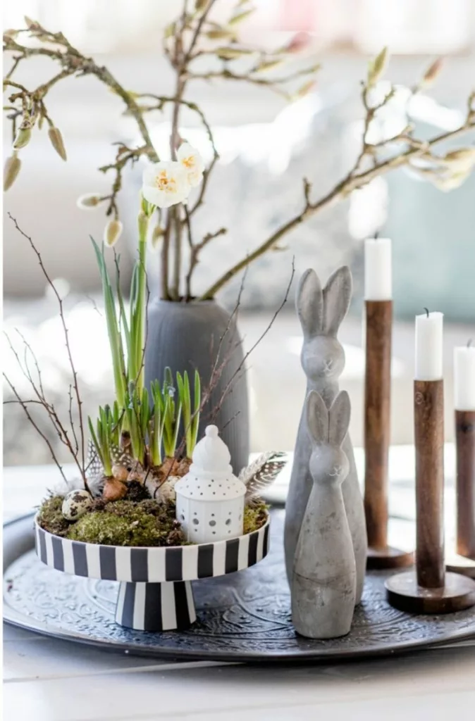 Grey toned Easter centerpiece