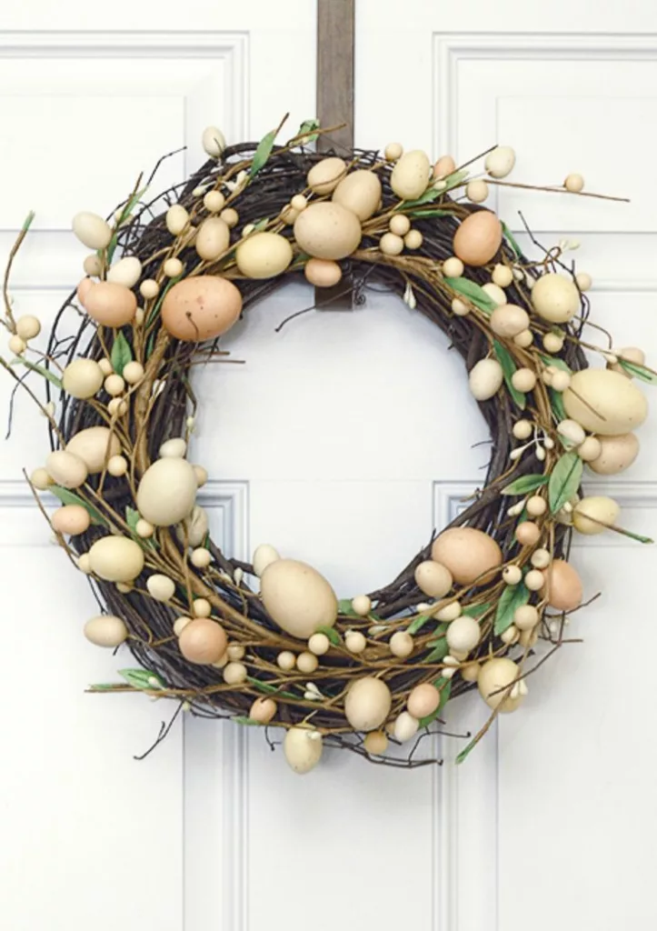 Easter wreath of eggs and branches