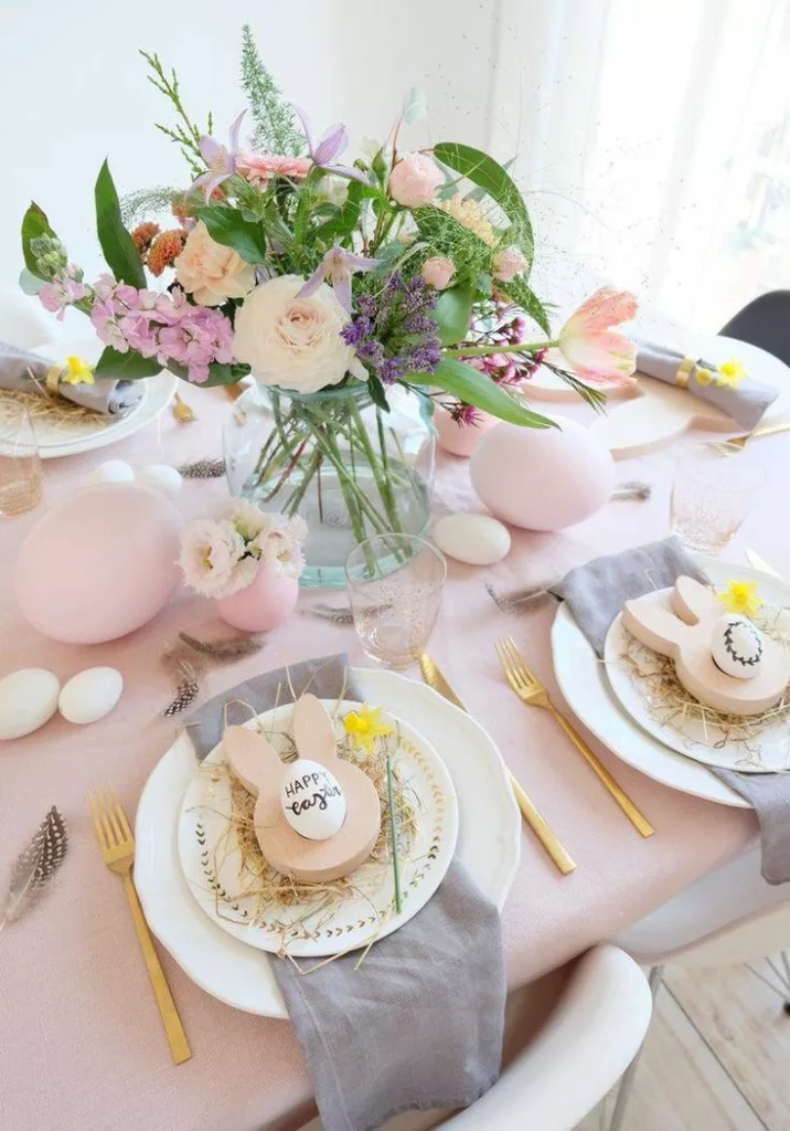 Pastel Easter table setting