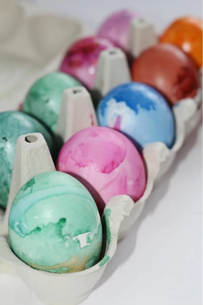 Easter eggs colored by shaving cream