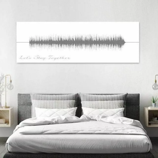 Soundwave art above bed