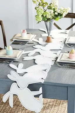 Stitched bunnies as table runner
