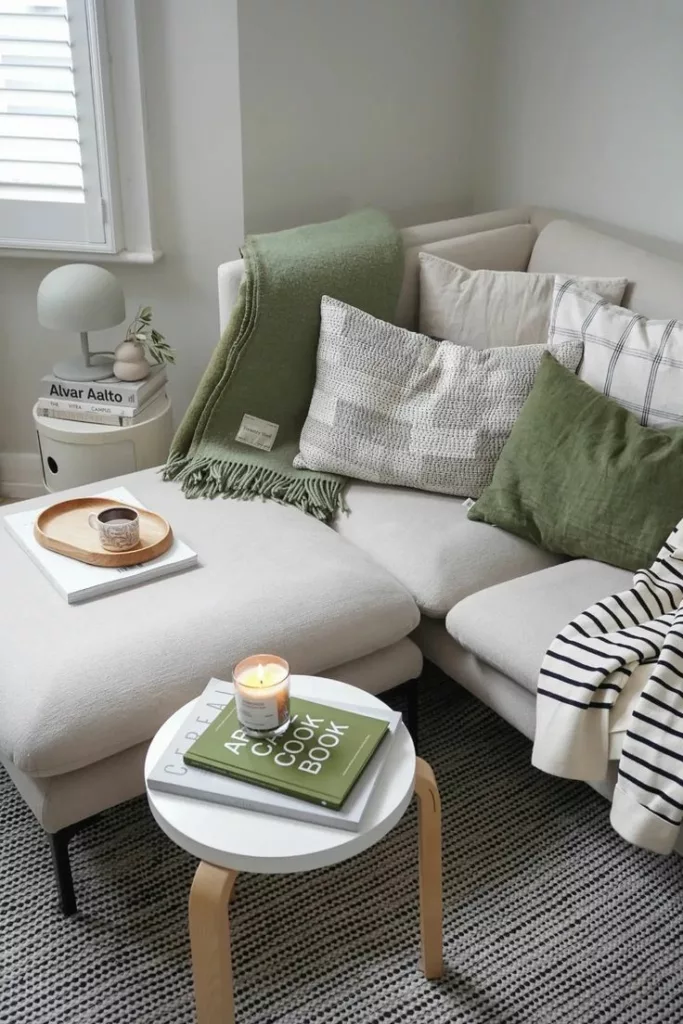 Sage green living room accessories